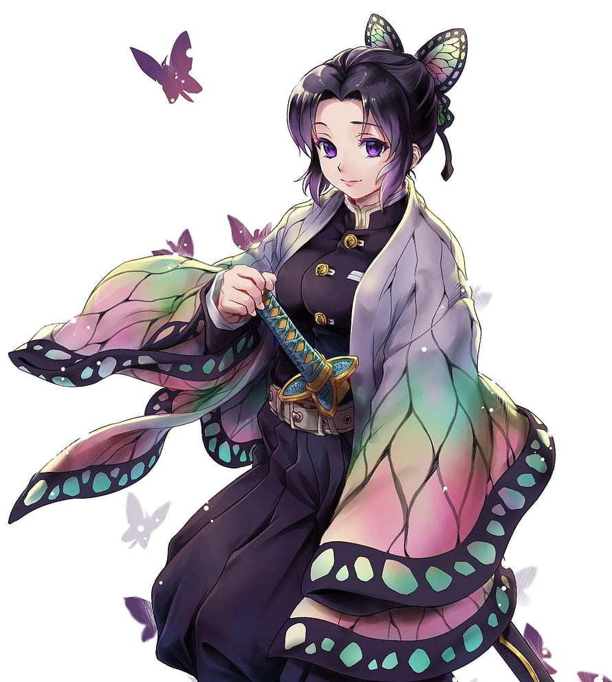 Shinobu Kocho Butterfly Hashira from Demon Slayer in Insect Patterned Haori HD phone wallpaper