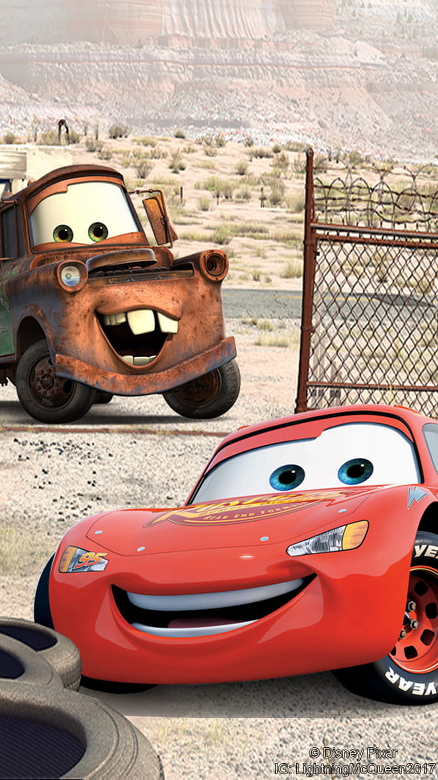 Lightning McQueen and Mater in the Desert from Disney Pixar Cars HD phone wallpaper