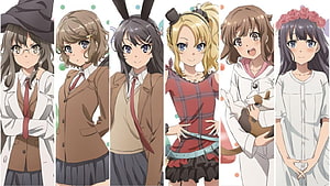 Seishun Buta Yarou wa Bunny Girl Senpai no Yume wo Minai Anime Character Lineup HD wallpaper