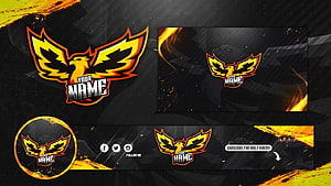 Fire Phoenix Gaming Logo Template with Custom Name Banner and Avatar HD wallpaper