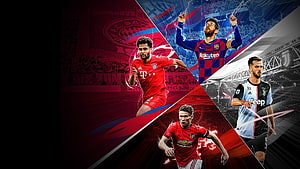 eFootball PES 2020 Cover Art Featuring Top European Football Stars in Club Kits HD wallpaper