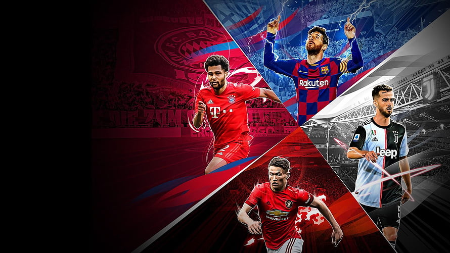 eFootball PES 2020 Cover Art Featuring Top European Football Stars in Club Kits HD wallpaper
