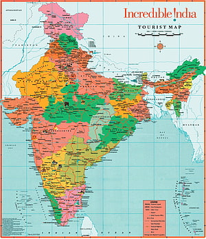 Incredible India Tourist Map with State Boundaries and Major Cities HD phone wallpaper