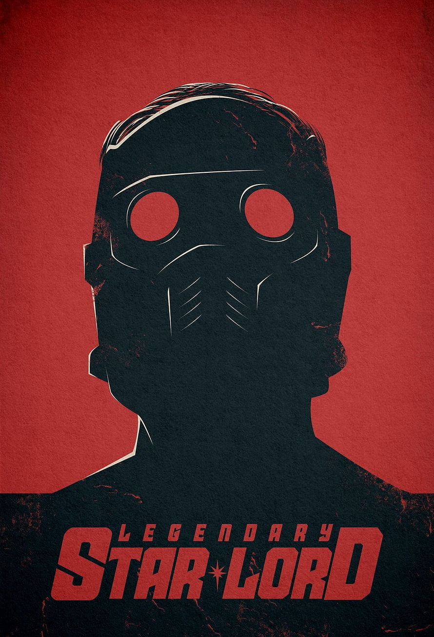 Star-Lord Minimalist Silhouette Poster with Red Background and Distressed Texture HD phone wallpaper
