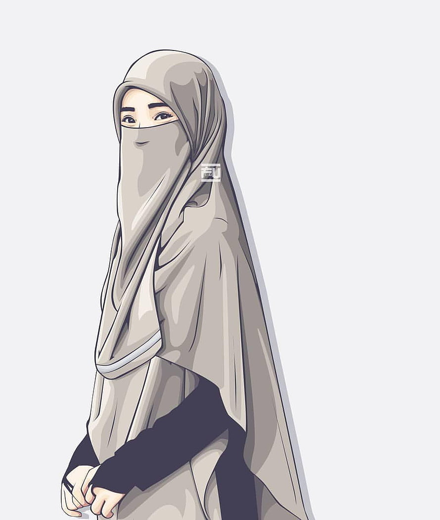 Anime Style Illustration of a Woman Wearing a Traditional Hijab and Niqab, Gambar Keren Anime Hijab, #anime hijab HD phone wallpaper