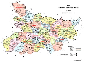 Bihar State Administrative Divisions and Districts Map of India HD wallpaper