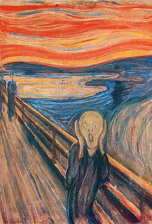 Edvard Munch The Scream 1893 Oil Painting of a Distorted Figure on a Bridge Under a Fiery Sky HD phone wallpaper