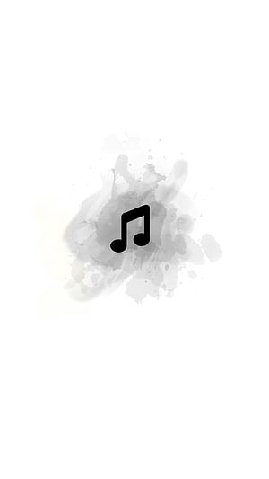 Minimalist Grey Watercolor Music Note Icon on White Background HD phone wallpaper