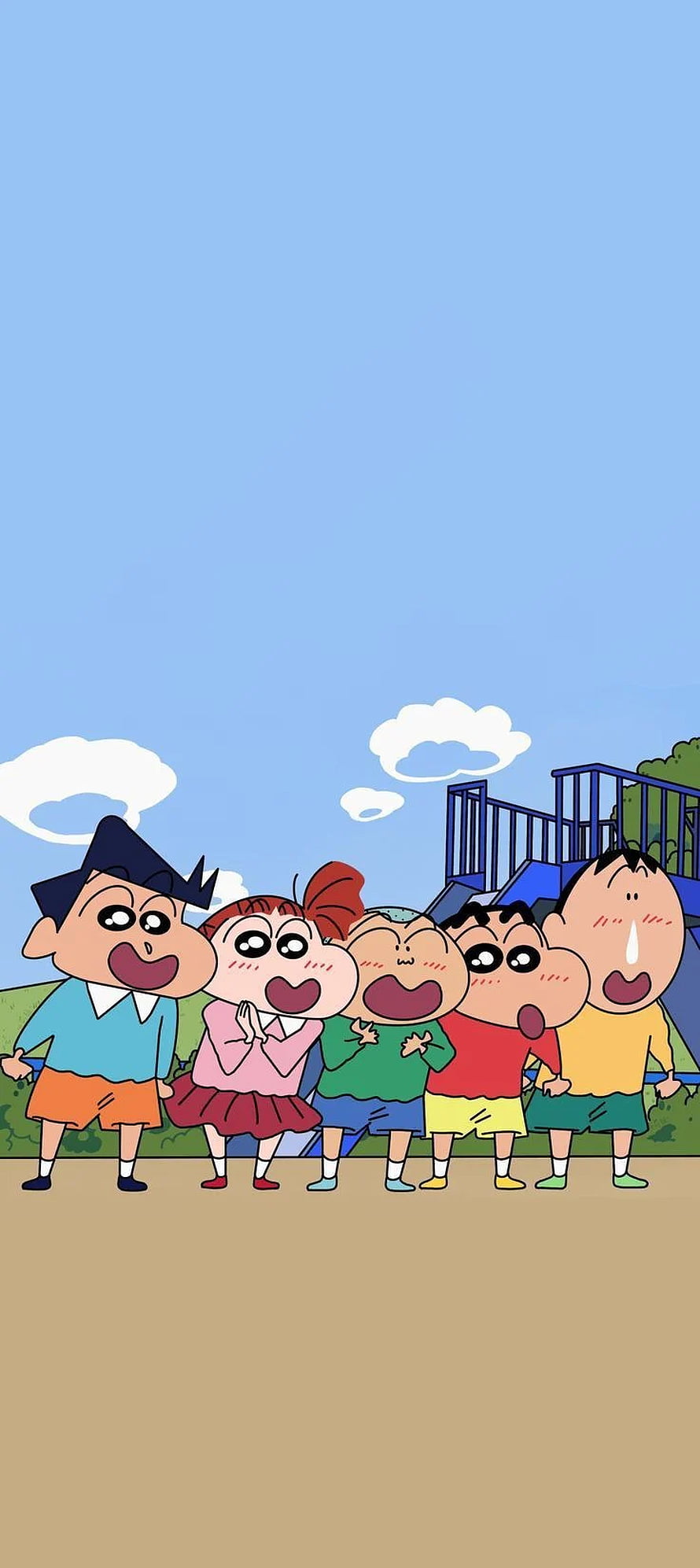 Crayon Shin-chan and Friends at the Playground Under a Blue Sky HD phone wallpaper