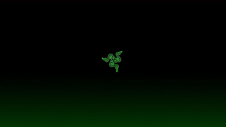 Razer Triple Headed Snake Logo on Black Background with Green Glow HD wallpaper