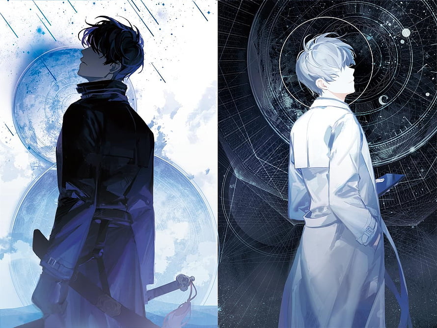 Omniscient Reader's Viewpoint Dual Character Artwork with Celestial Backgrounds HD wallpaper