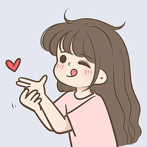 Cute Anime Girl Blowing a Kiss with Heart Illustration HD phone wallpaper