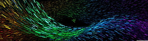 Razer Chroma RGB Light Stream Tunnel with Neon Green Blue and Purple Particles HD wallpaper