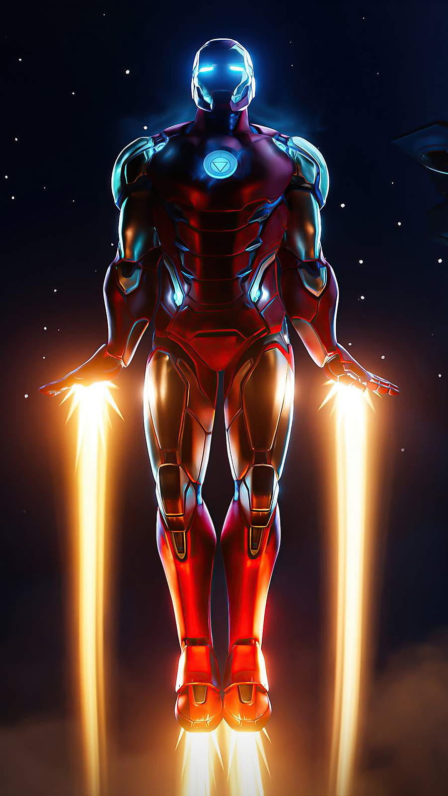 Iron Man Hovering in Space with Glowing Repulsor Beams and Arc Reactor, Iron Man X, iron man aesthetic HD phone wallpaper