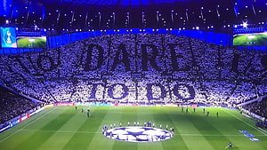 Tottenham Hotspur Stadium Tifo Display During UEFA Champions League Match HD wallpaper