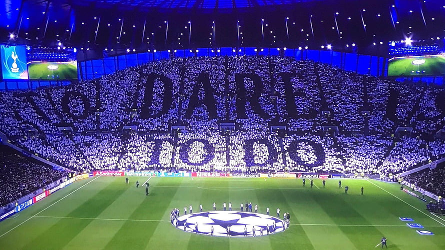 Tottenham Hotspur Stadium Tifo Display During UEFA Champions League Match HD wallpaper