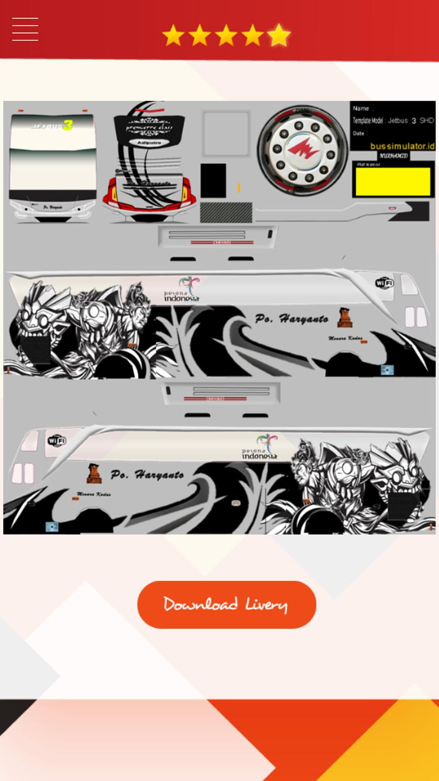 Bussid Jetbus 3 S Custom Livery Template with Black and White Graphic Design HD phone wallpaper