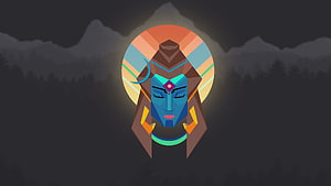 Geometric Lord Shiva Portrait with Halo and Mountain Silhouette HD wallpaper