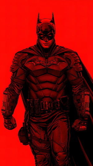 The Batman 2022 Cinematic Character Portrait in Dramatic Red Monochrome, The Batman Movie 2022 , batman 2022 mobile HD phone wallpaper