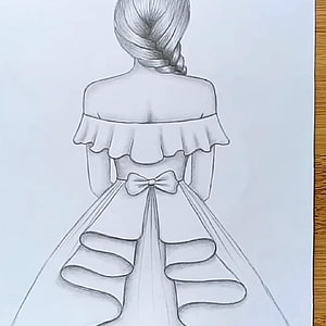 Pencil Sketch of a Woman in an Off-Shoulder Gown with a Braided Updo HD phone wallpaper