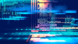 Neon Cyberpunk Code Interface with Glowing Circuit Board Patterns HD wallpaper