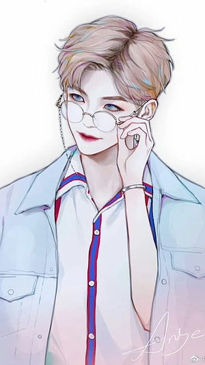 Korean Anime Boy With Round Glasses And Light Hair HD phone wallpaper