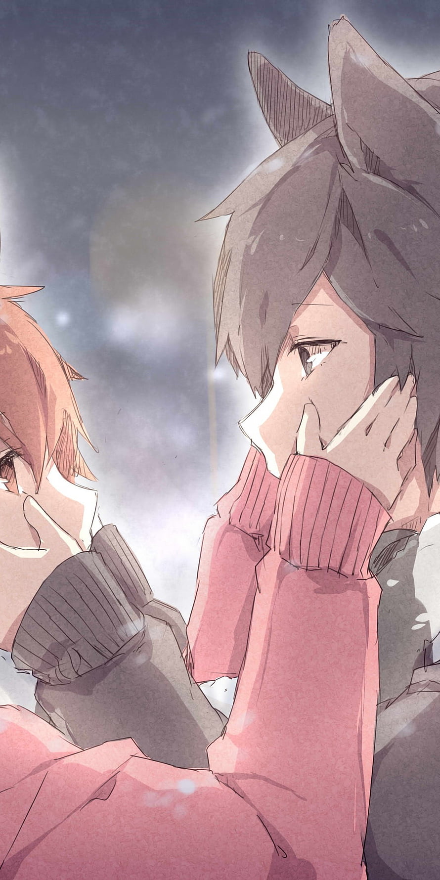 Aesthetic Anime Couple Profile Picture with Soft Watercolor Style and Emotional Intimacy HD phone wallpaper