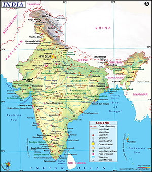Detailed Political Map of India Showing Major Cities, Rivers, and National Parks HD phone wallpaper
