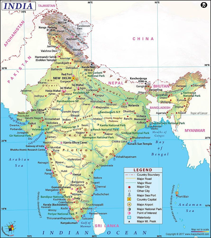 Detailed Political Map of India Showing Major Cities, Rivers, and National Parks HD phone wallpaper