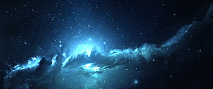 Deep Space Nebula with Glowing Blue Stars and Cosmic Dust Clouds HD wallpaper