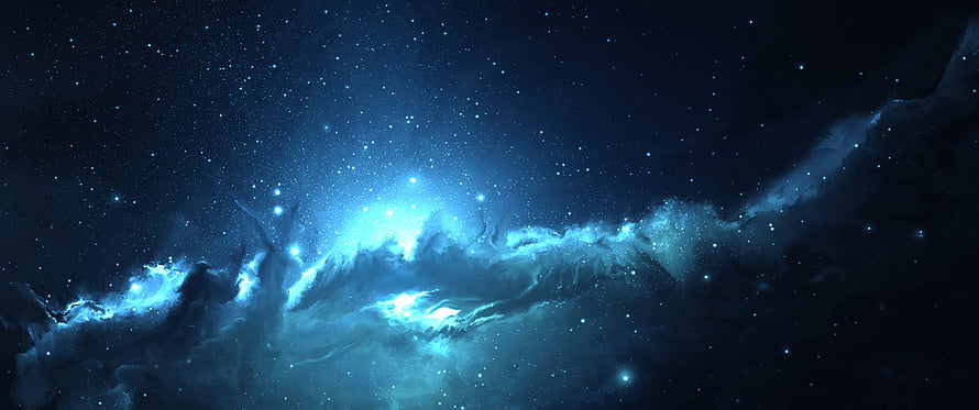 Deep Space Nebula with Glowing Blue Stars and Cosmic Dust Clouds HD wallpaper