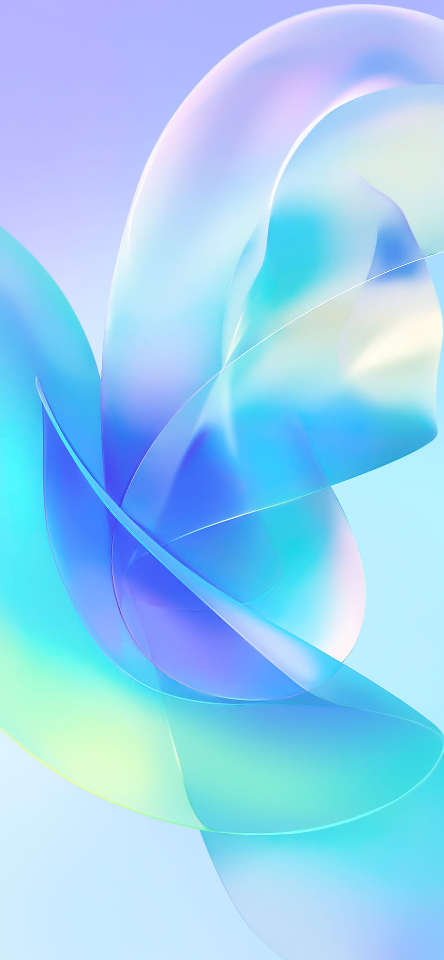 Honor 60 Pro Abstract Gradient Wallpaper with Flowing Translucent Ribbons in Pastel Blue and Cyan Tones HD phone wallpaper