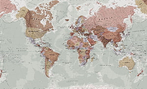 Vintage Political World Map with Muted Earth Tones and Detailed Country Borders HD wallpaper