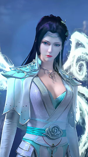 Yun Yun from Fights Break Sphere in Elegant White and Teal Fantasy Armor HD phone wallpaper