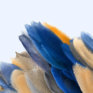 Abstract Watercolor Brush Strokes in Blue, Orange, and Gold on White Background HD phone wallpaper