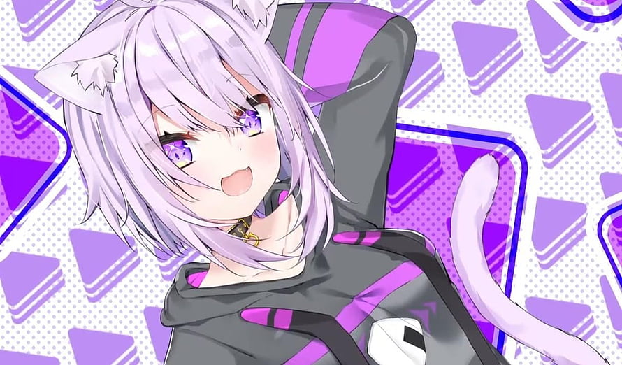 Nekomata Okayu Anime Character With Cat Ears And Purple Hair HD wallpaper