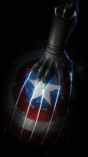 Captain America Shield Pierced by Wolverine Claws in Dark Cinematic Style HD phone wallpaper