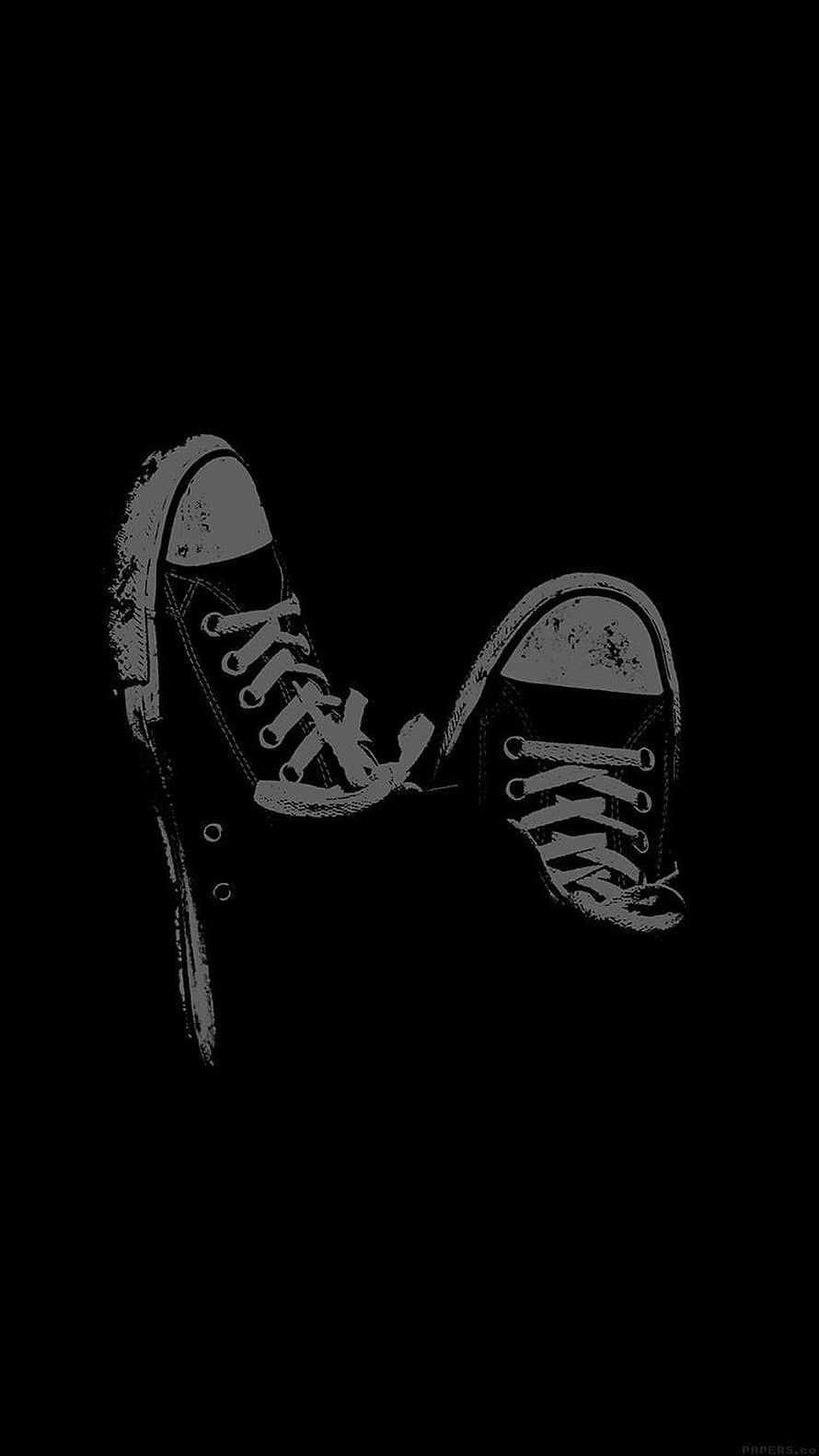 Minimalist Black Canvas Sneakers Illustration on Dark Background HD phone wallpaper