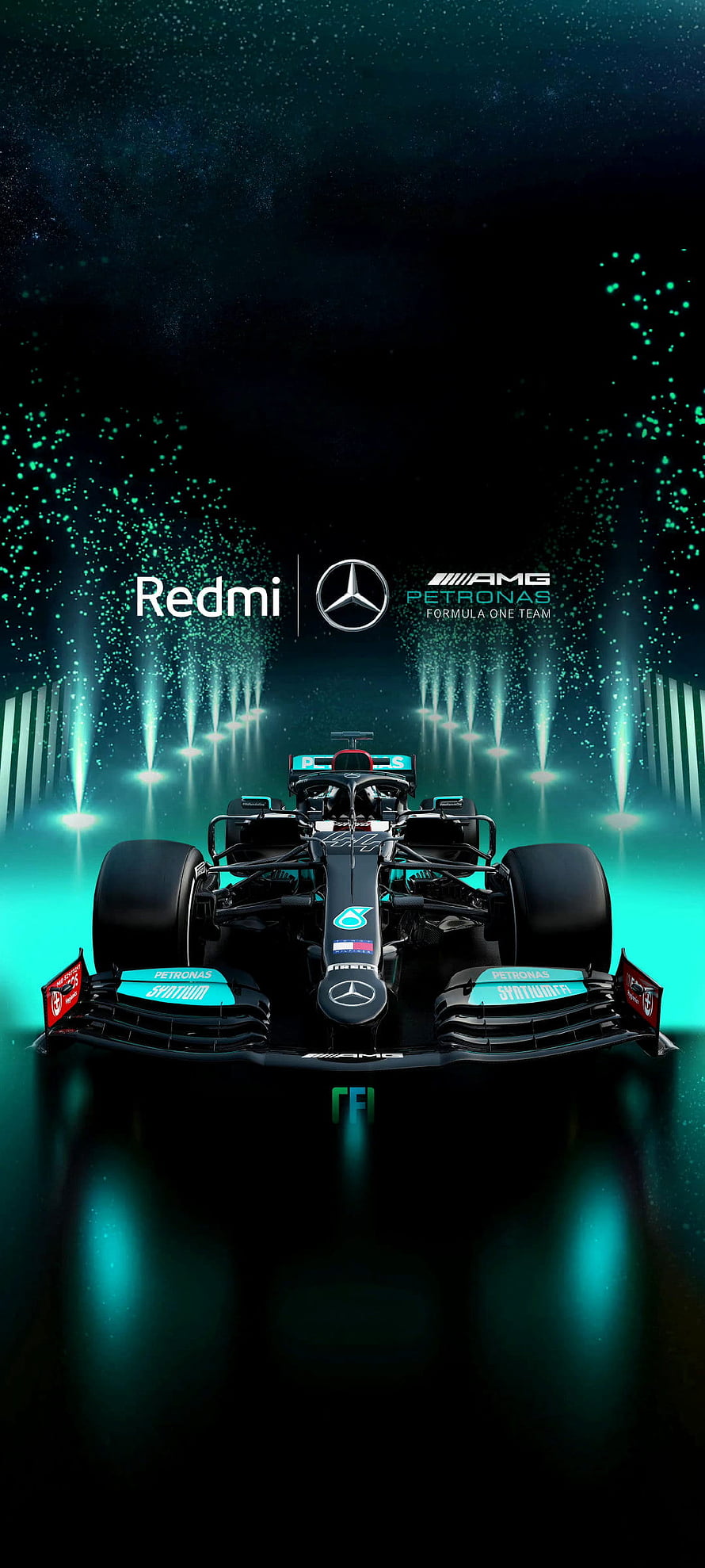 Mercedes-AMG Petronas Formula One Team Racing Car with Redmi Partnership HD phone wallpaper