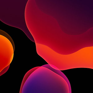 Vibrant abstract gradient wallpaper with flowing red, orange, and purple organic shapes on a black background HD phone wallpaper
