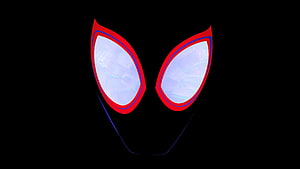 Spider-Man Into the Spider-Verse Mask Eyes on Black Background HD wallpaper