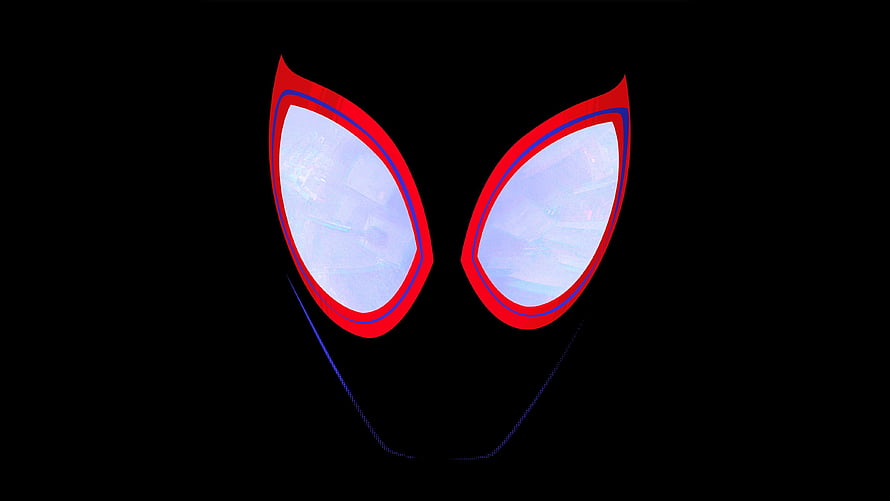 Spider-Man Into the Spider-Verse Mask Eyes on Black Background HD wallpaper
