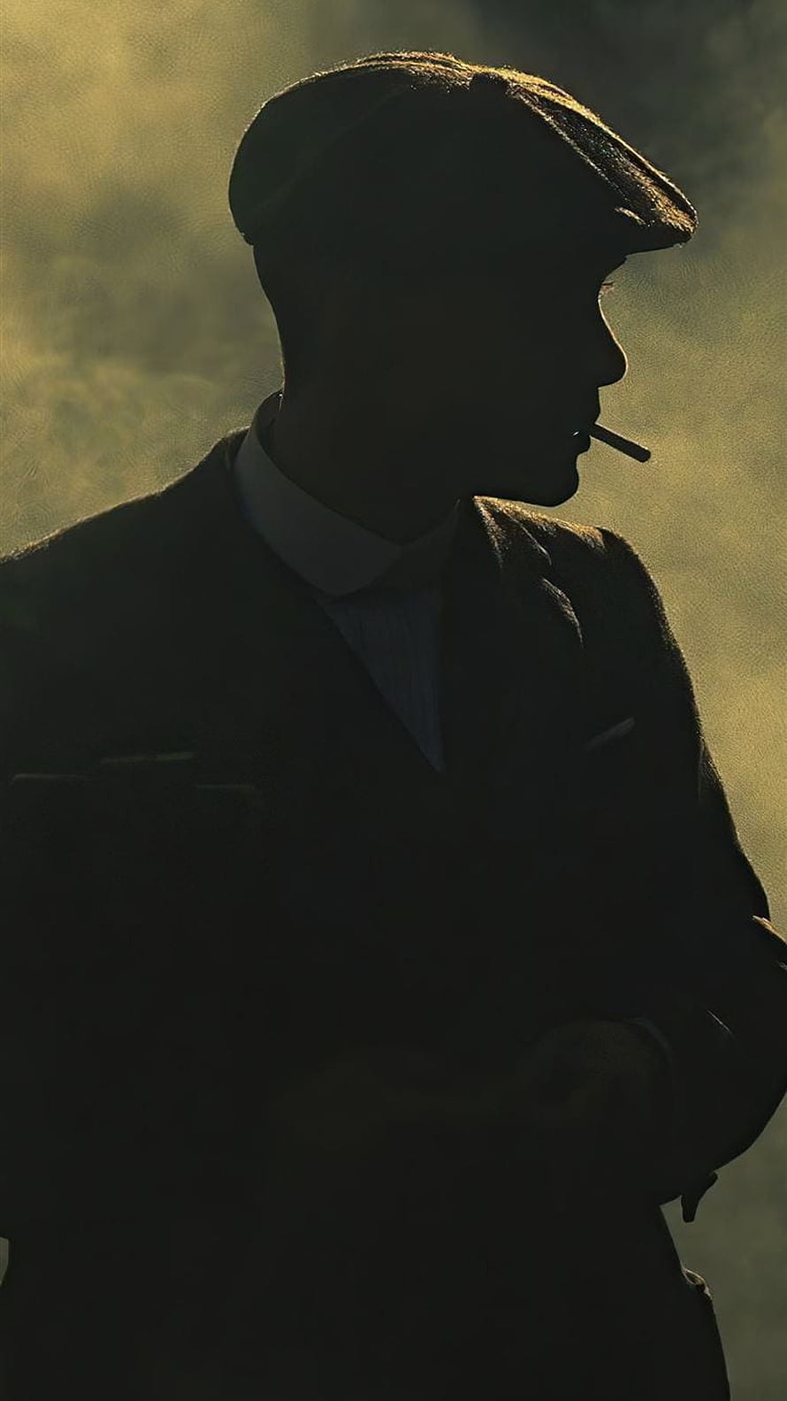 Peaky Blinders Thomas Shelby Silhouette Portrait with Cigarette and Flat Cap HD phone wallpaper