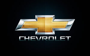 Chevrolet Gold Cross Emblem with Chrome Border on Dark Background HD wallpaper