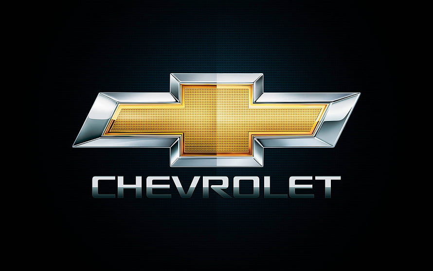 Chevrolet Gold Cross Emblem with Chrome Border on Dark Background HD wallpaper