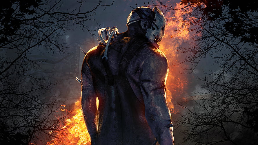 Dead By Daylight Trapper Character Standing in Fire and Smoke HD wallpaper