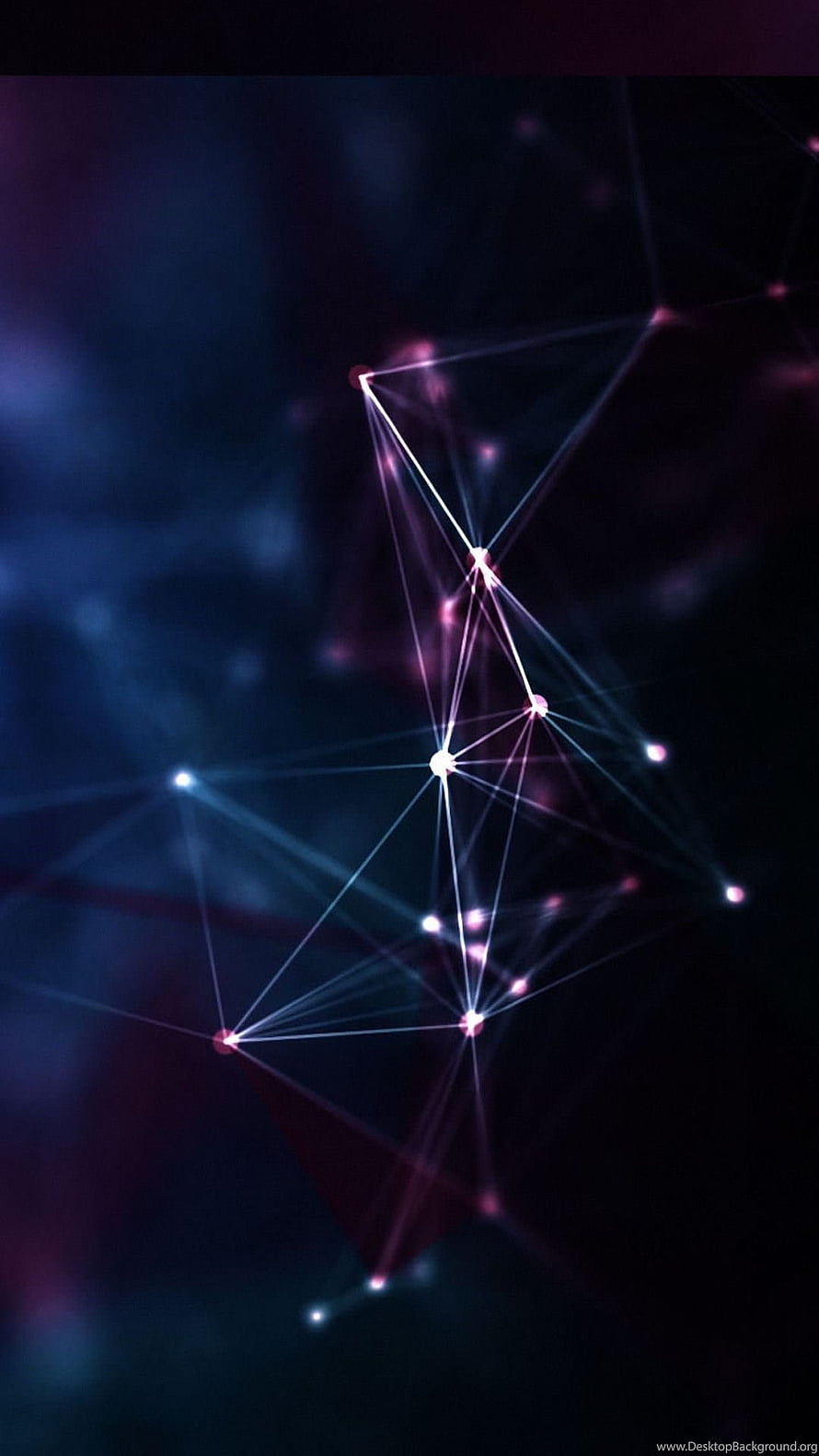 Abstract Digital Network Constellation with Glowing Pink and Blue Nodes on Dark Background HD phone wallpaper