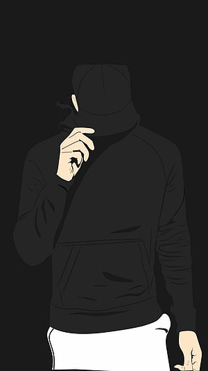 Mysterious Hooded Figure in Black Sweatshirt with Face Concealed HD phone wallpaper