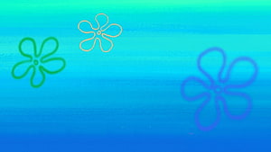 SpongeBob SquarePants Sky Background with Colorful Flower Outlines HD wallpaper