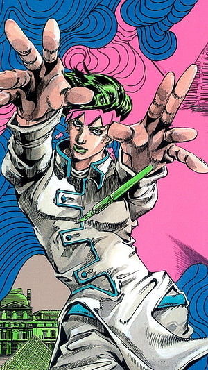 Giorno Giovanna from JoJo's Bizarre Adventure in Dynamic Action Pose HD phone wallpaper